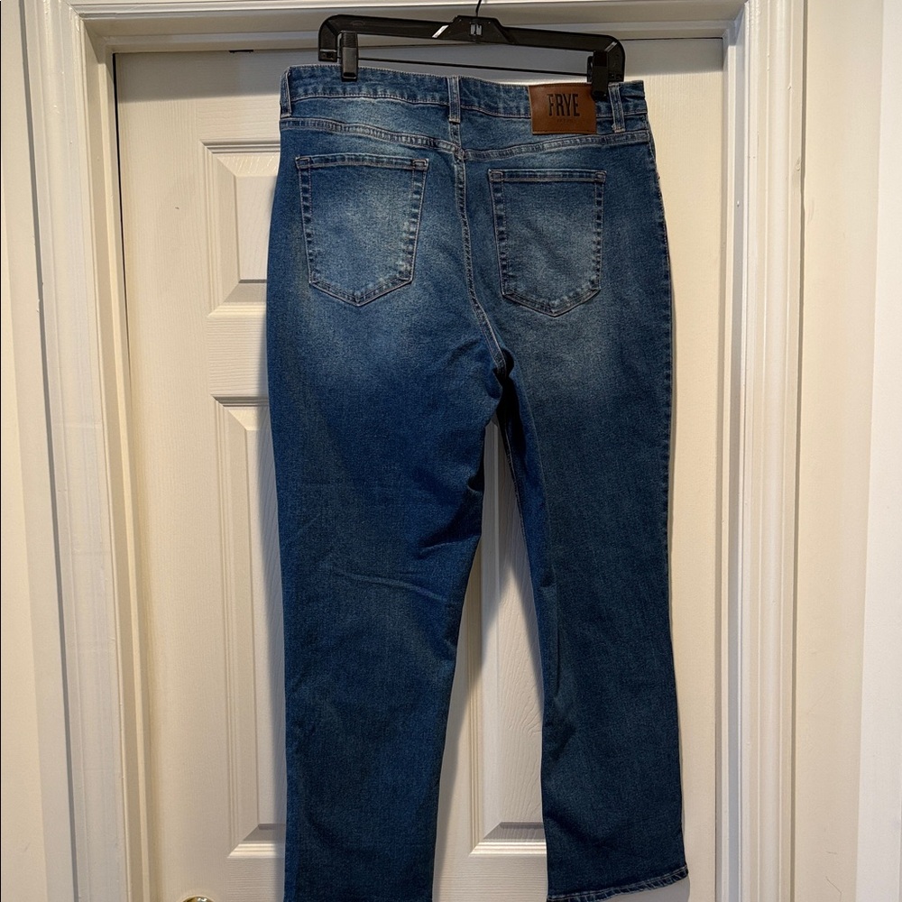 Frye Y2K High Waist Dk Blue Wash Relaxed Straight Leg 1990s Retro Cinch Waist 10 - Picture 14 of 14
